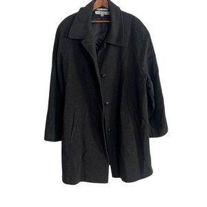 Larry Levine Merino Wool Button Front Collared Lined Coat Charcoal Gray Size 20W
